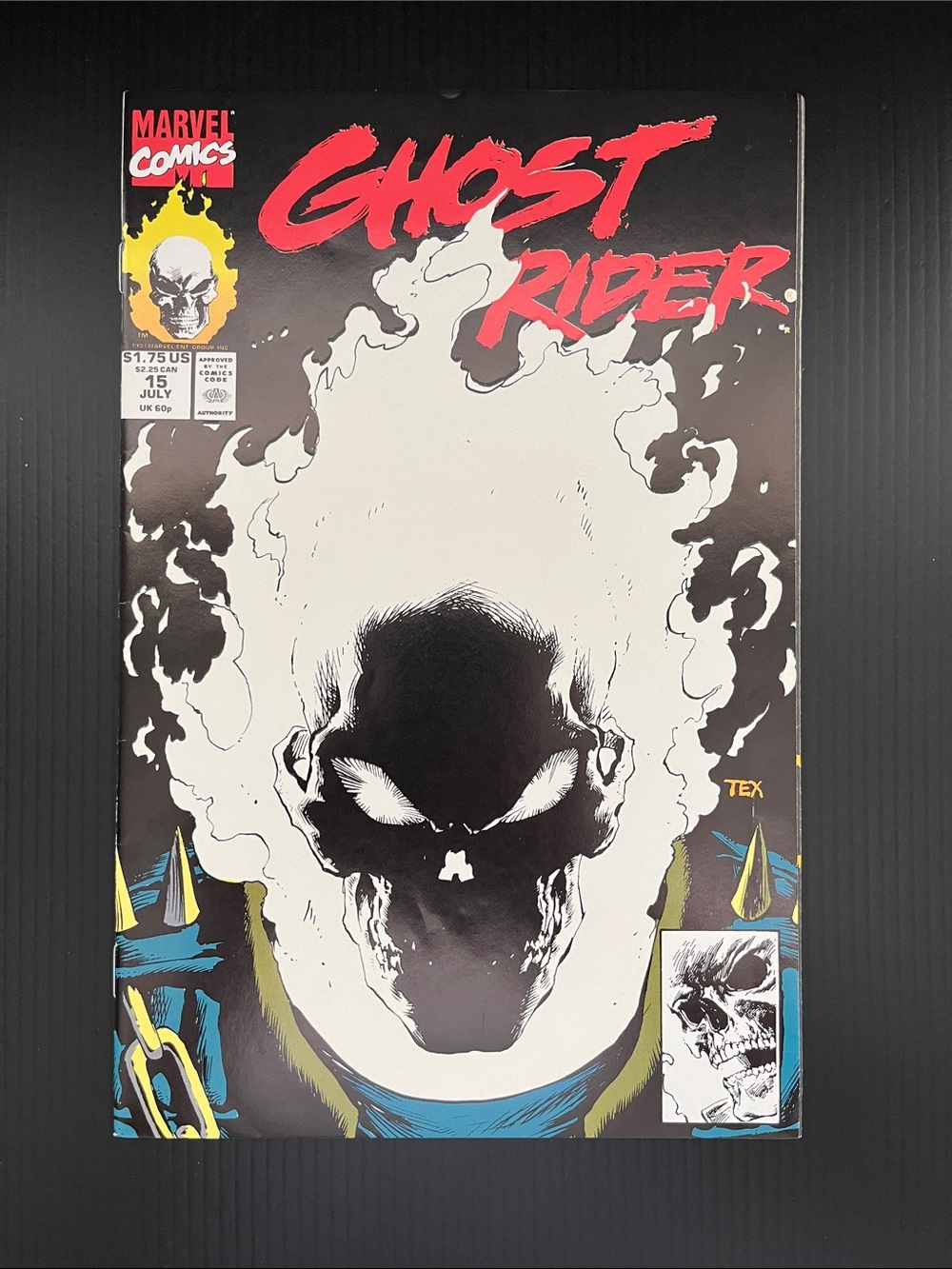 🔑 Marvel Comics Vol 2 1991 Ghost Rider #15 1st Glow-In-The-Dark Cover FREE CARD!